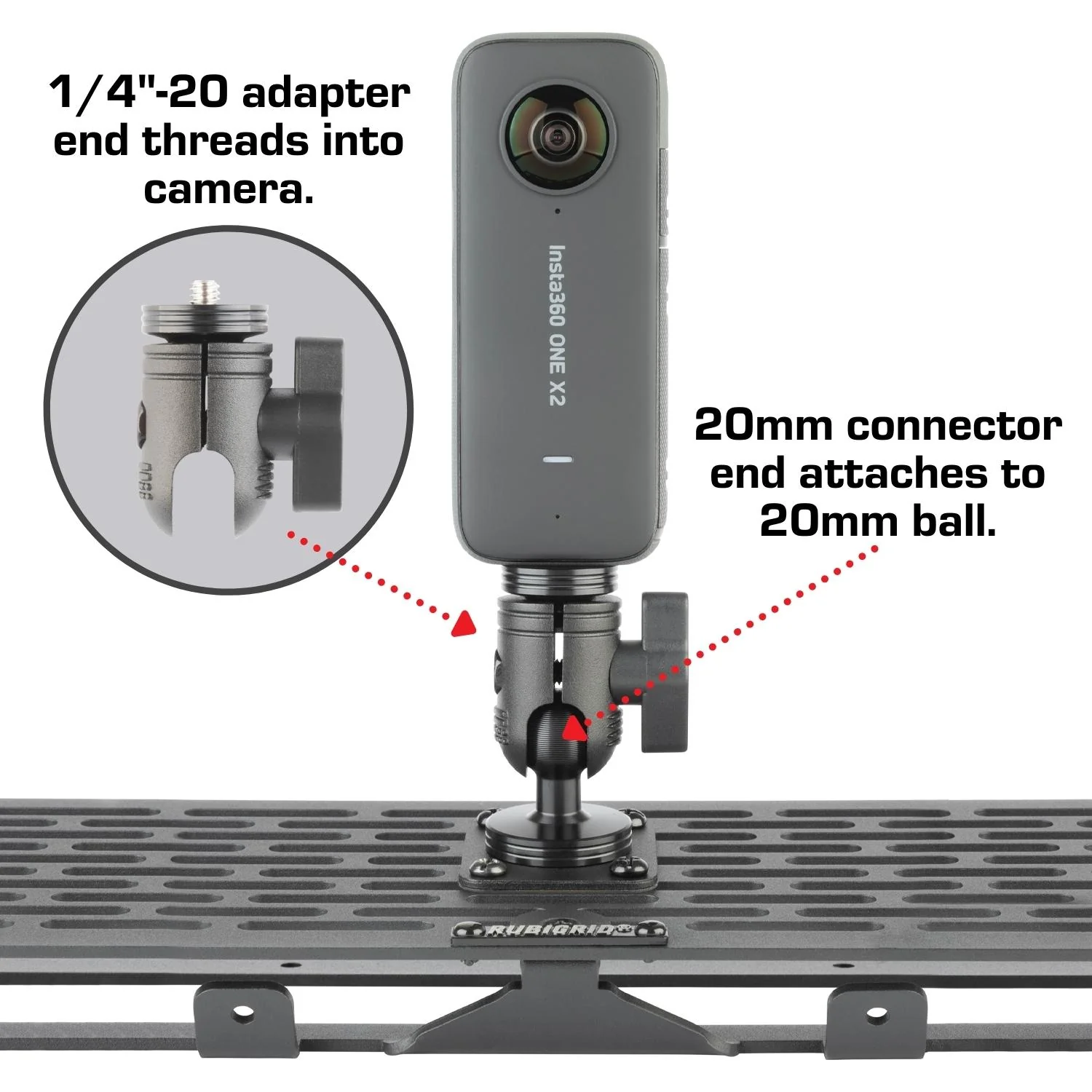 1/4"-20 Aluminum Camera Adapter with 20mm Connector End Nubby Edition - Image 6