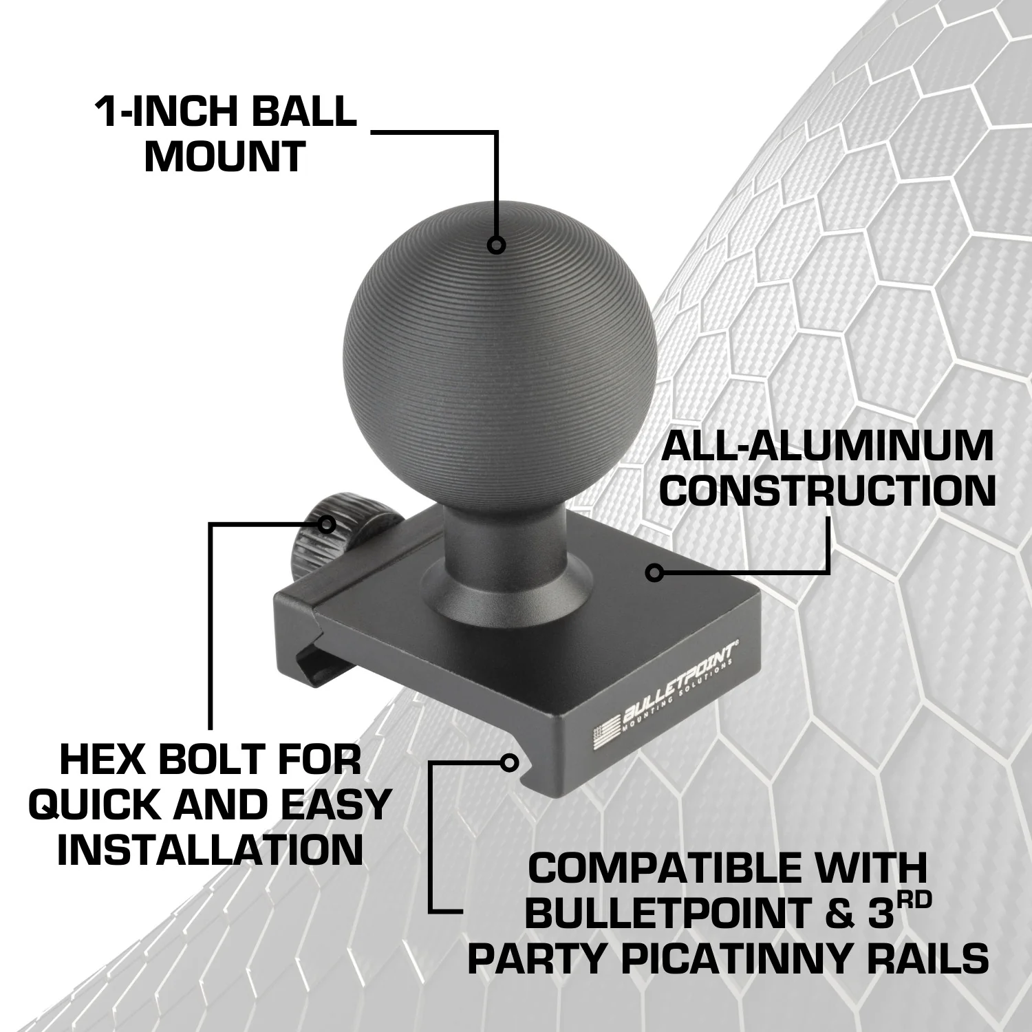 1 inch Mounting Ball compatible with Picatinny-Style Rails - Image 3
