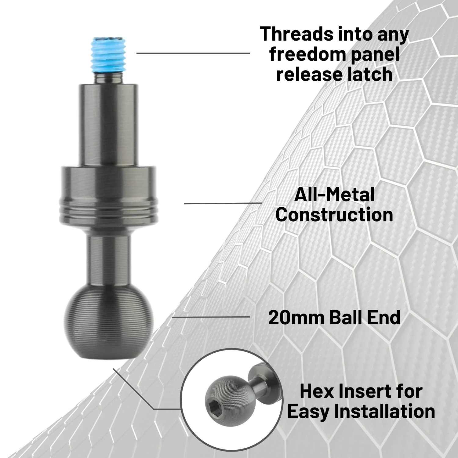 2018+ Jeep Wrangler JL + 2020+ Gladiator Freedom Panel Ball Mount - Image 5