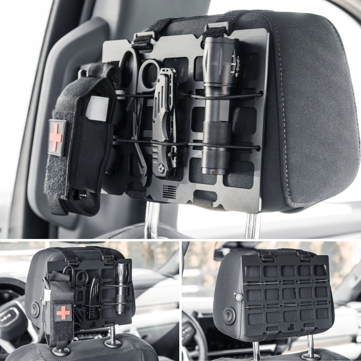 Aluminum Tactical MOLLE Panel Storage Organizer for Headrest - Universal Fitment - Image 5