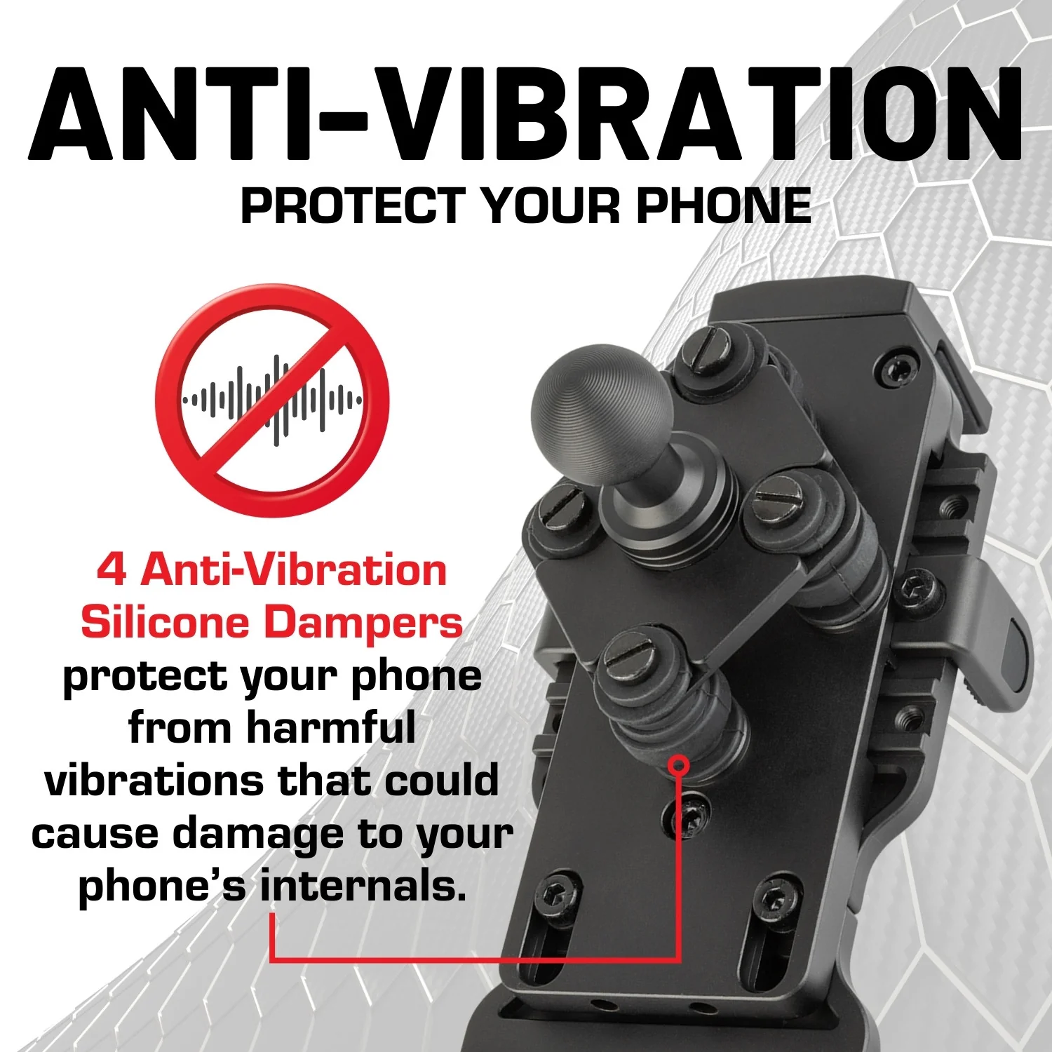 Anti-Vibration Universal Spring-Loaded Phone Holder with 20mm Ball - Image 3