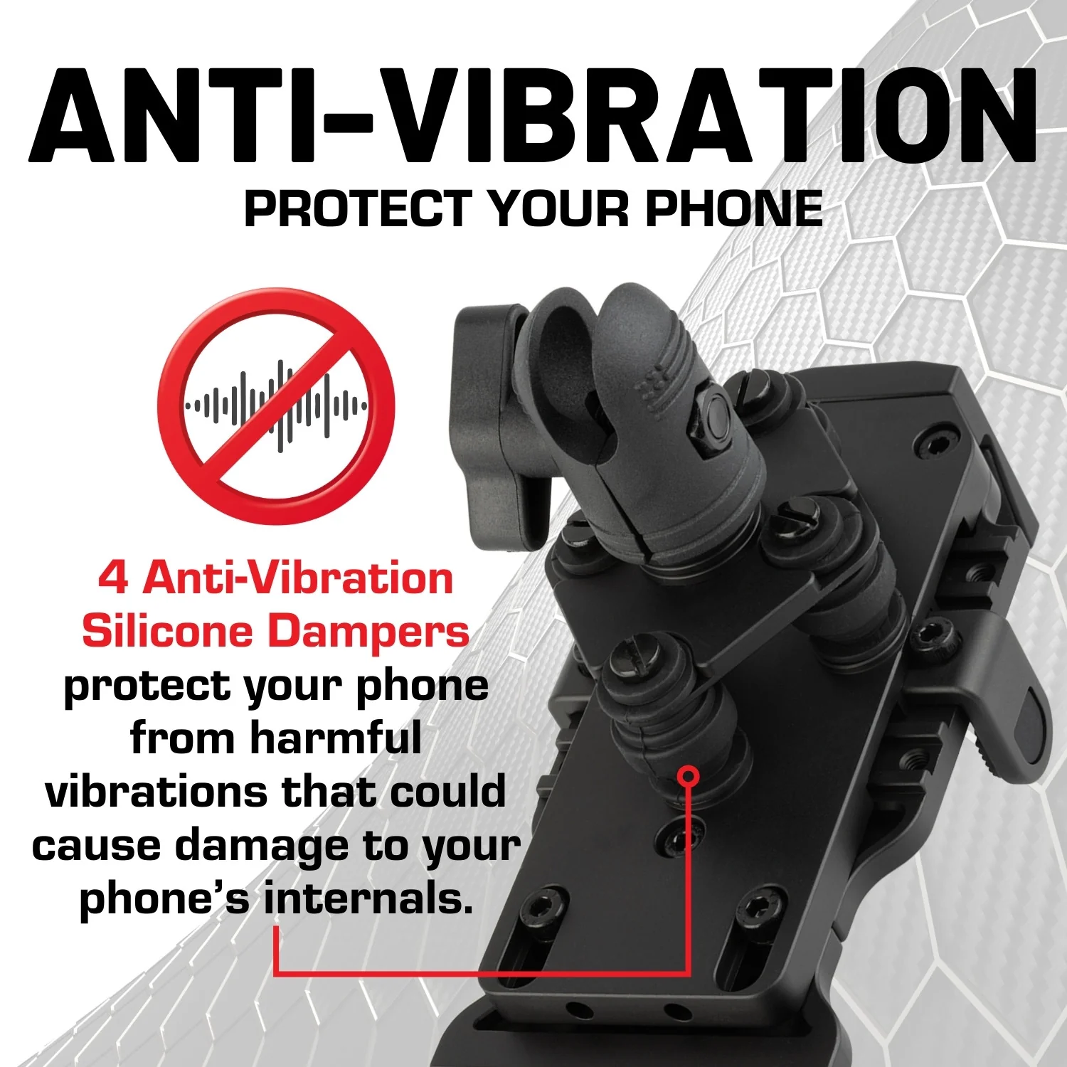 Anti-Vibration Universal Spring-Loaded Phone Holder with 20mm Connector Nubby Edition - Image 3
