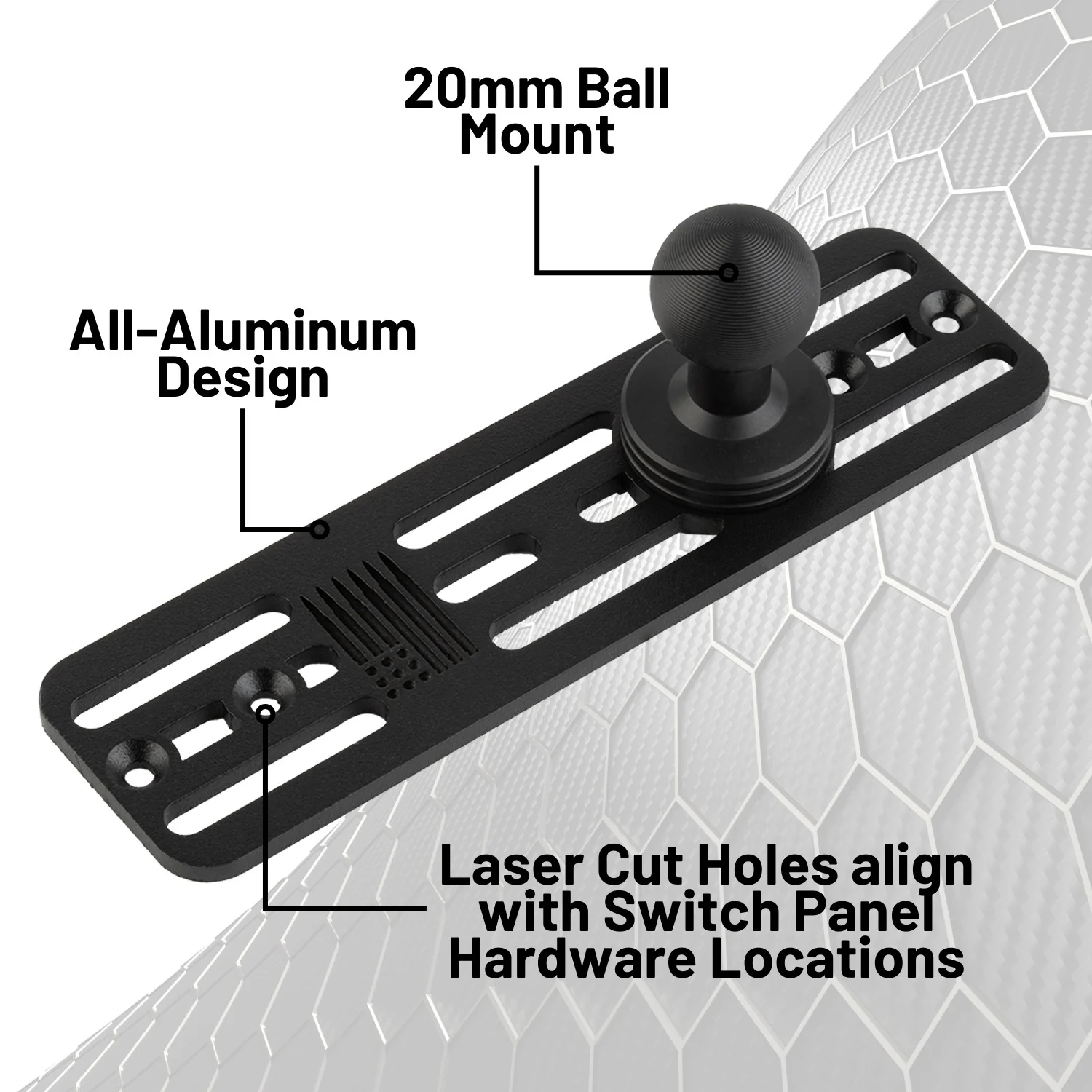 Auxbeam AS Series 4 Gang Switch Panel Mount with 20mm Ball - Image 3