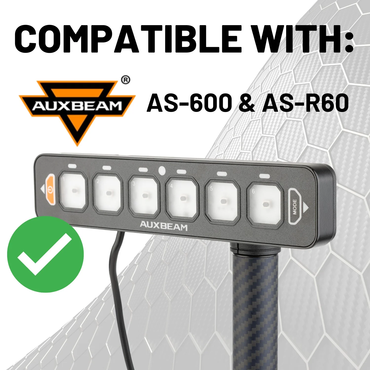 Auxbeam AS Series 6 Gang Switch Panel Mount with 20mm Ball - Image 4