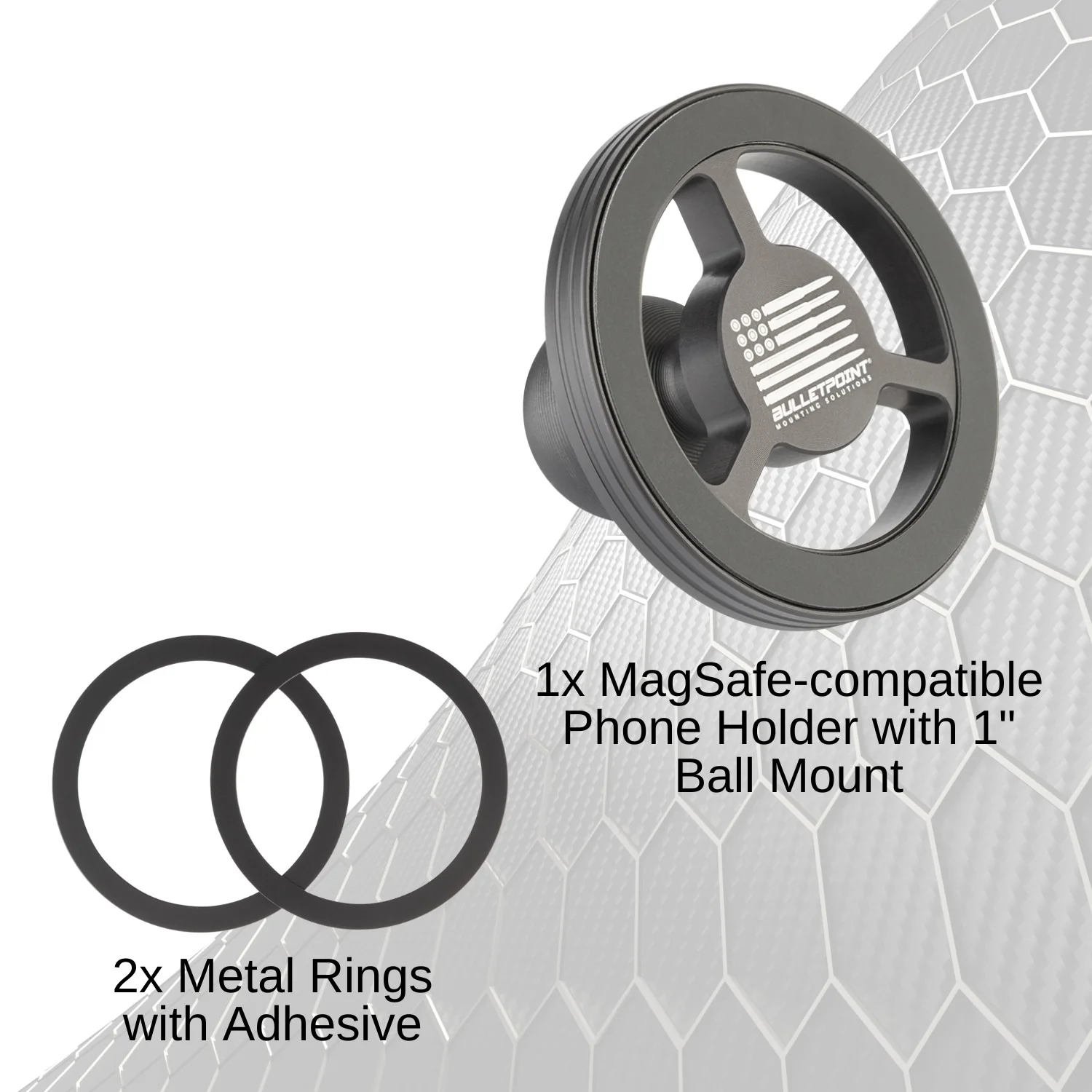 Bulletpoint MagSafe Compatible Phone Holder with 1 inch B Size Ball Mount without Wireless Charging - Image 3