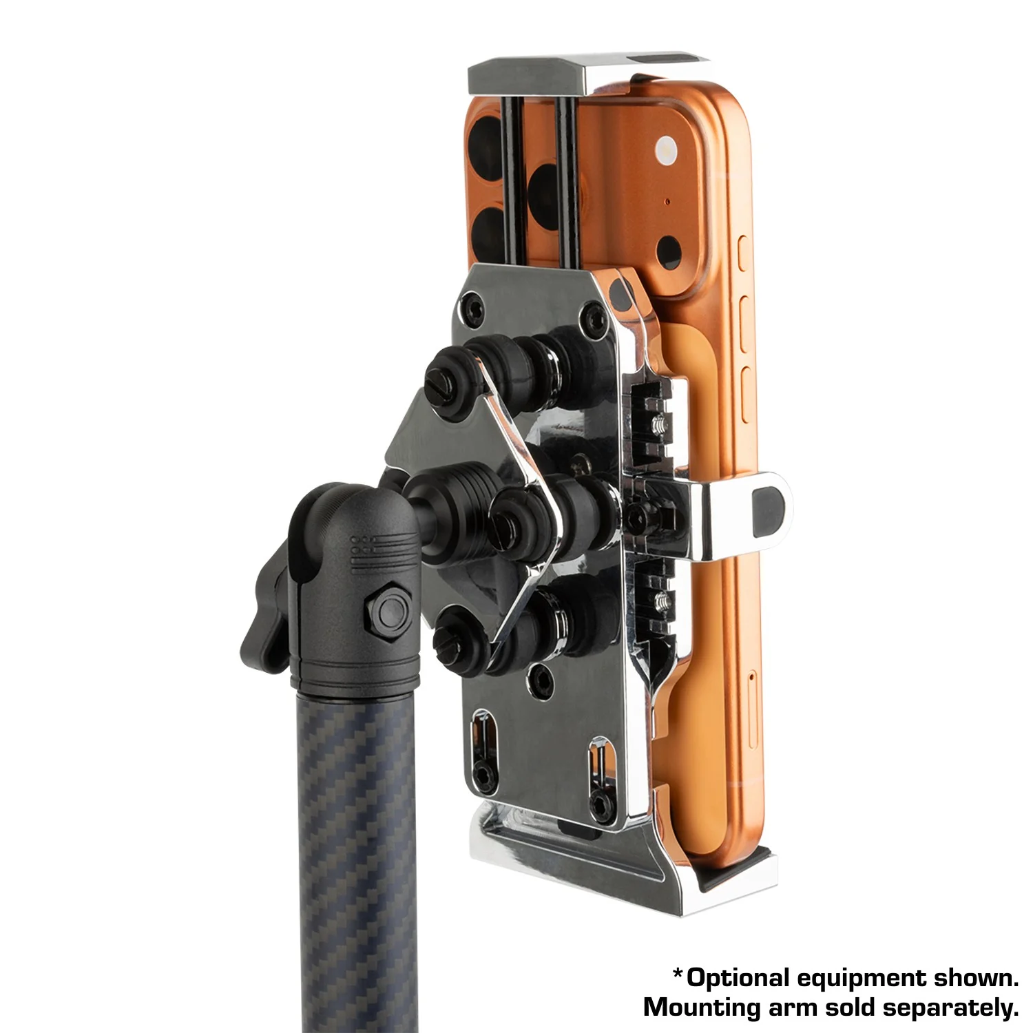 Chrome Anti-Vibration Universal Spring-Loaded Phone Holder with 20mm Ball - Image 5