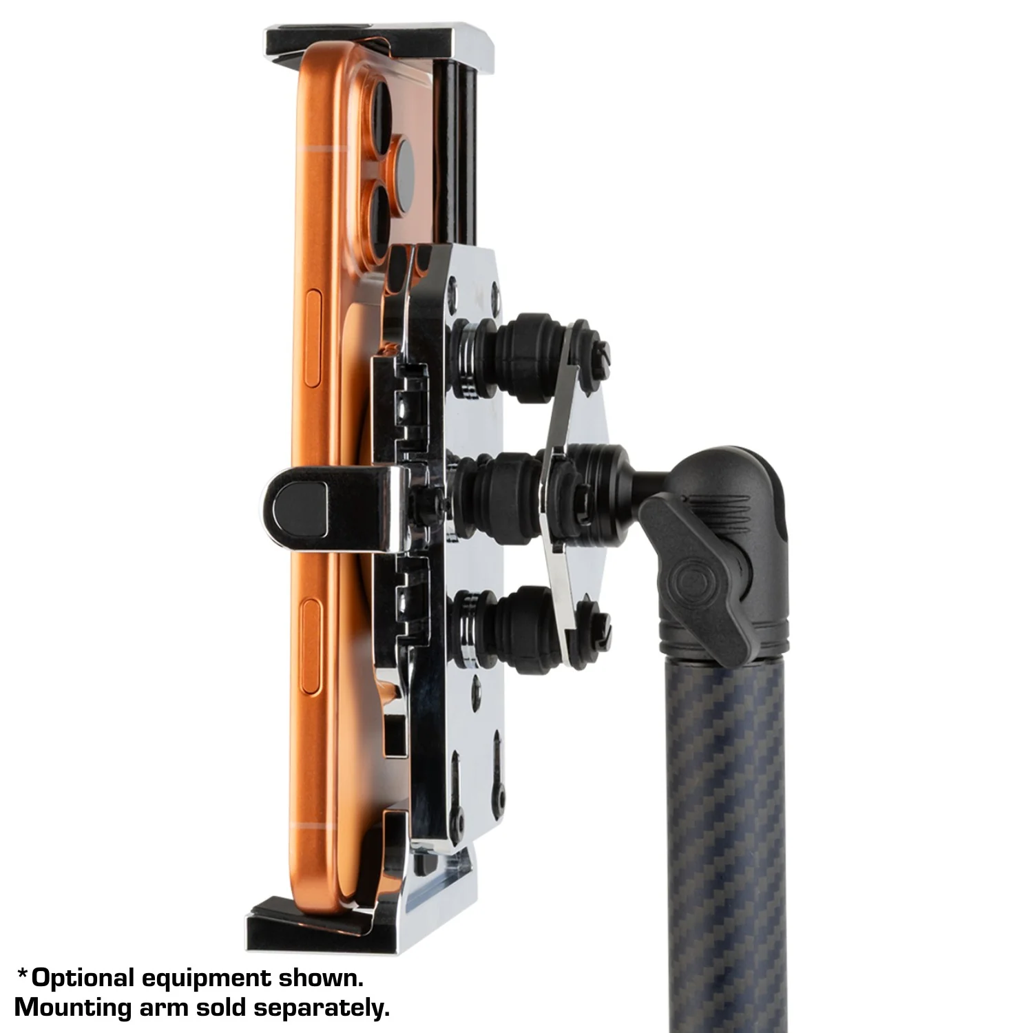 Chrome Anti-Vibration Universal Spring-Loaded Phone Holder with 20mm Ball - Image 7