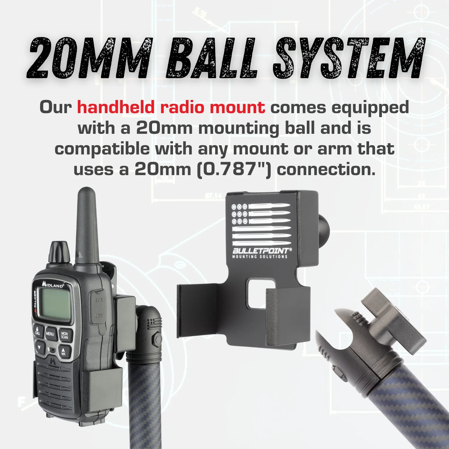 Handheld Radio Holder with 20mm Ball - Image 12