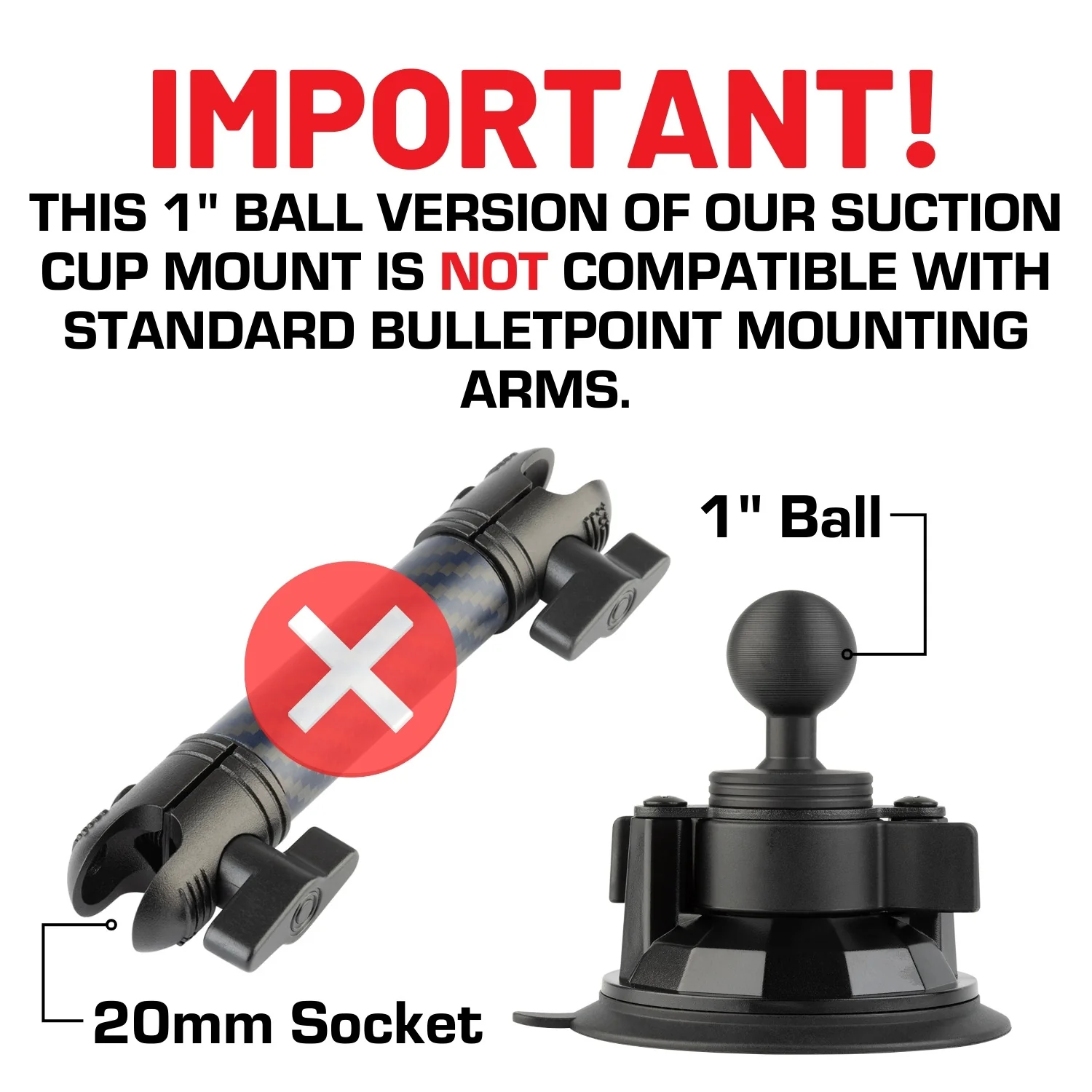 Heavy Duty Suction Cup Mount 3.4" Diameter with Integrated 1-inch Mounting Ball - Image 3