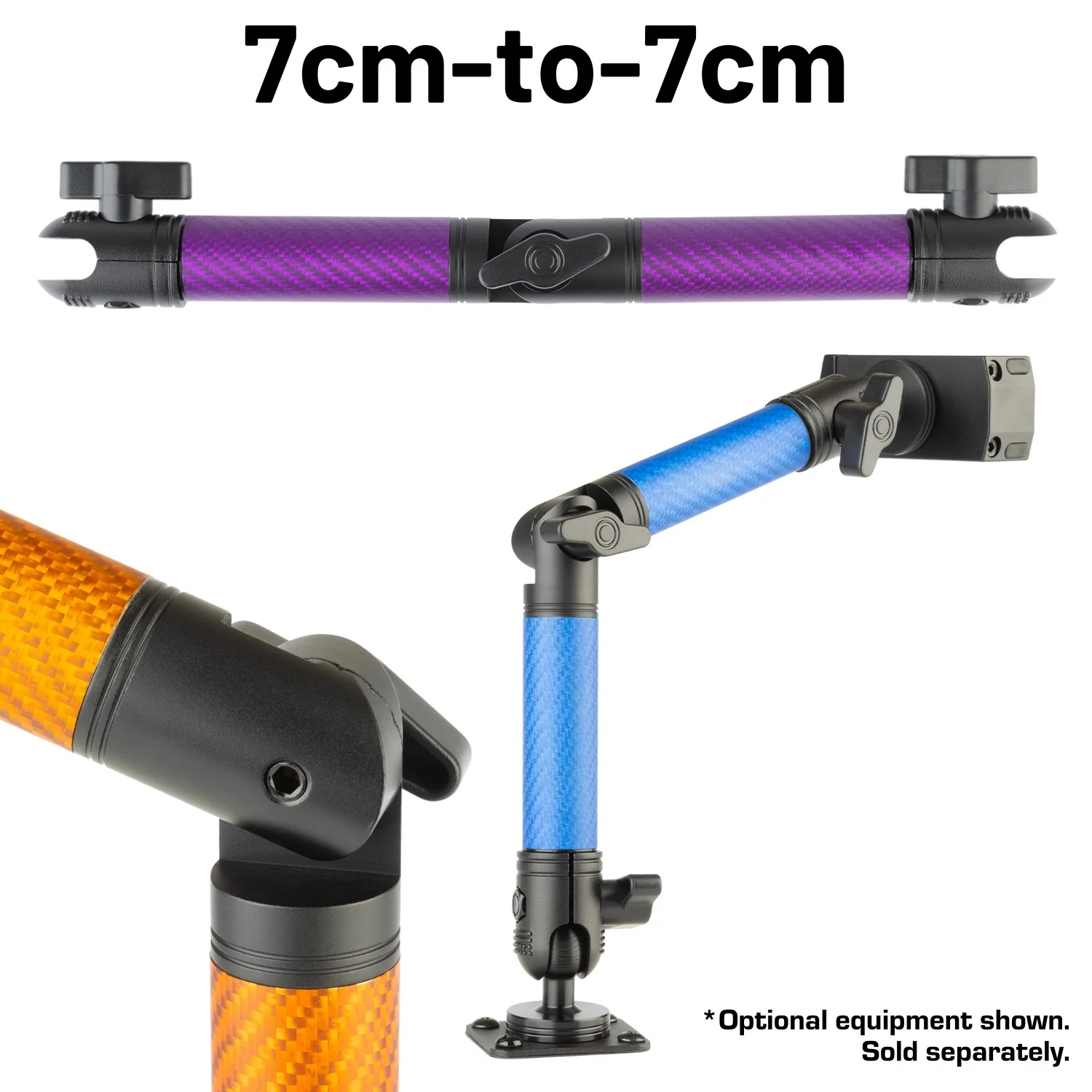 Matte Color Carbon Fiber Locking Adjustable Mounting Arms with Articulating Joint (various sizes) - Image 4