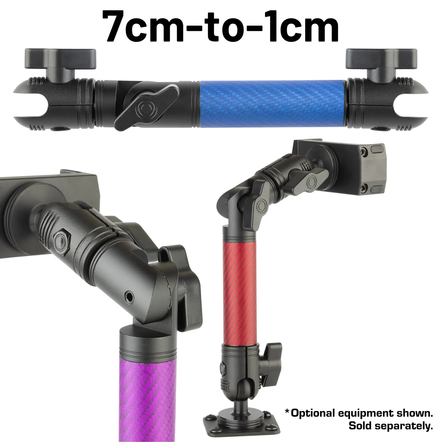 Matte Color Carbon Fiber Locking Adjustable Mounting Arms with Articulating Joint (various sizes) - Image 5
