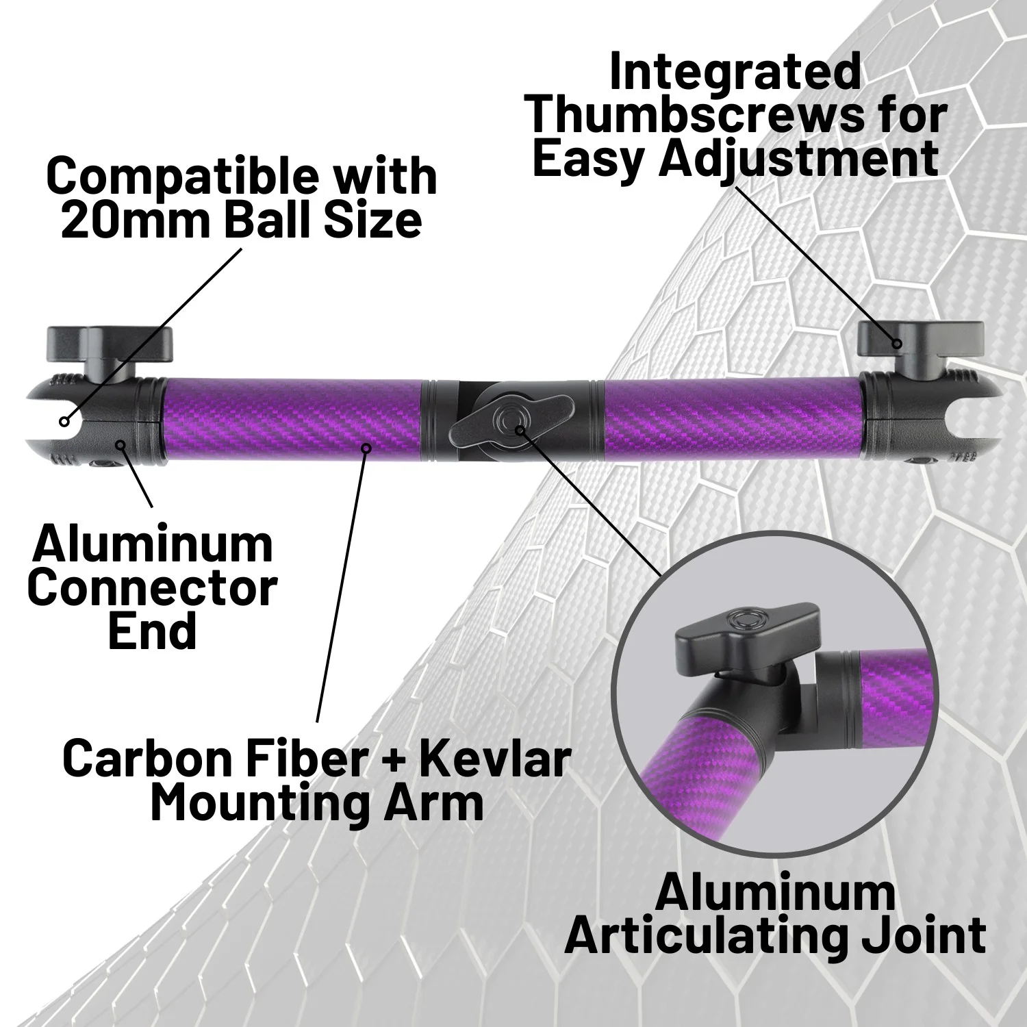 Matte Color Carbon Fiber Locking Adjustable Mounting Arms with Articulating Joint (various sizes) - Image 6