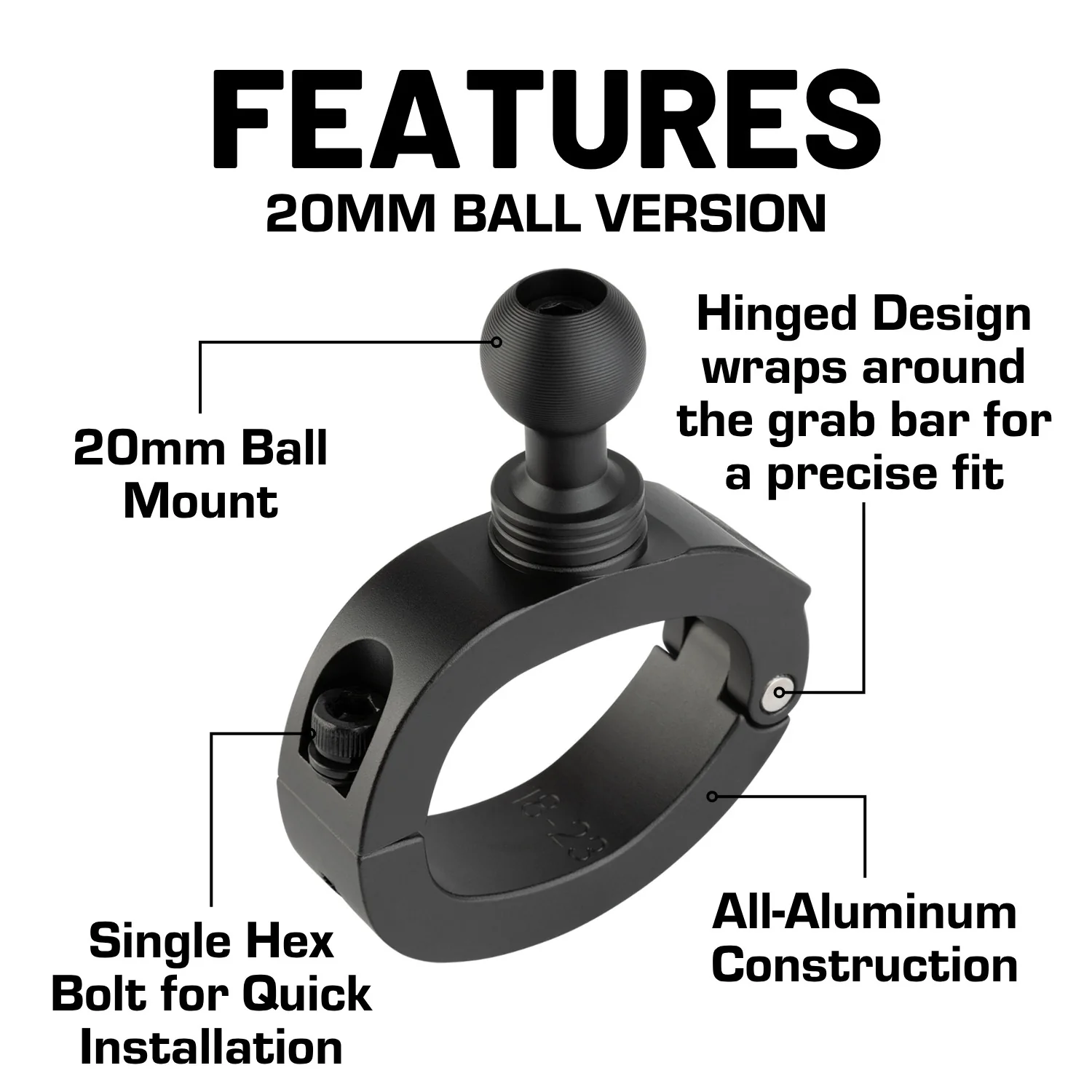 Passenger Grab Bar Mount compatible with 2018-2023 Jeep Wrangler JL & 2020-2023 Jeep Gladiator - 20mm - Image 3