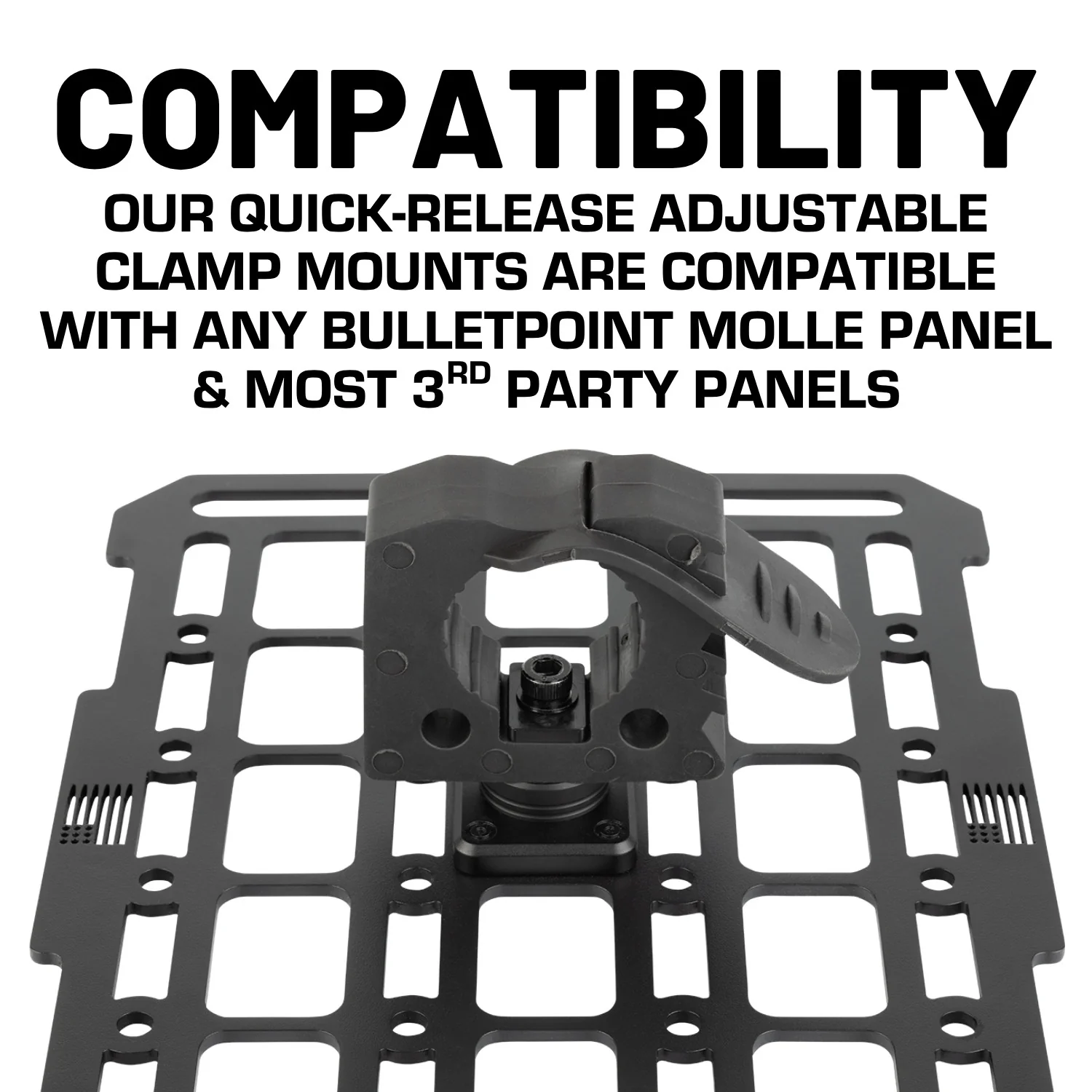 Quick Release Adjustable Clamp Mounts 1-1/4" to 1-5/8" Compatible with MOLLE Panels - Image 4