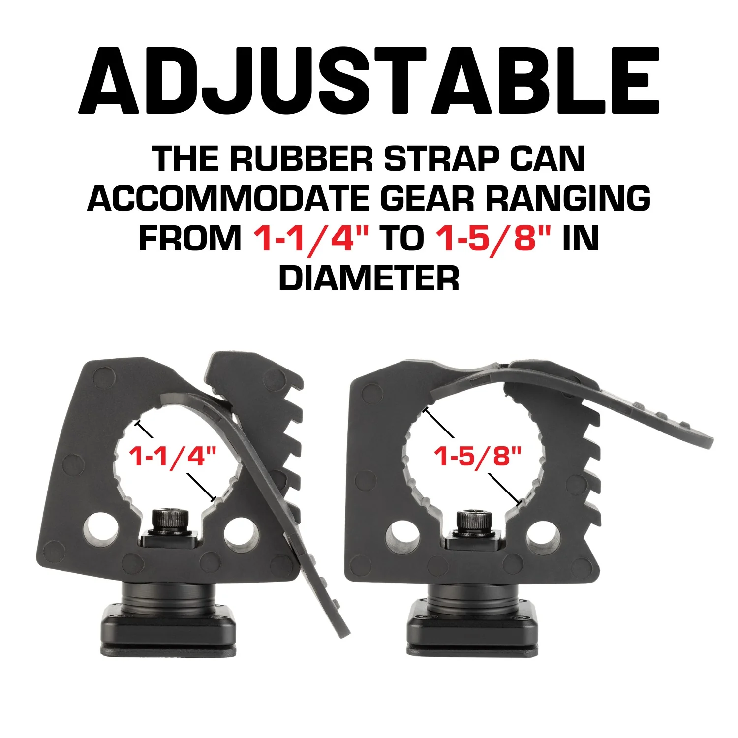 Quick Release Adjustable Clamp Mounts 1-1/4" to 1-5/8" Compatible with MOLLE Panels - Image 6