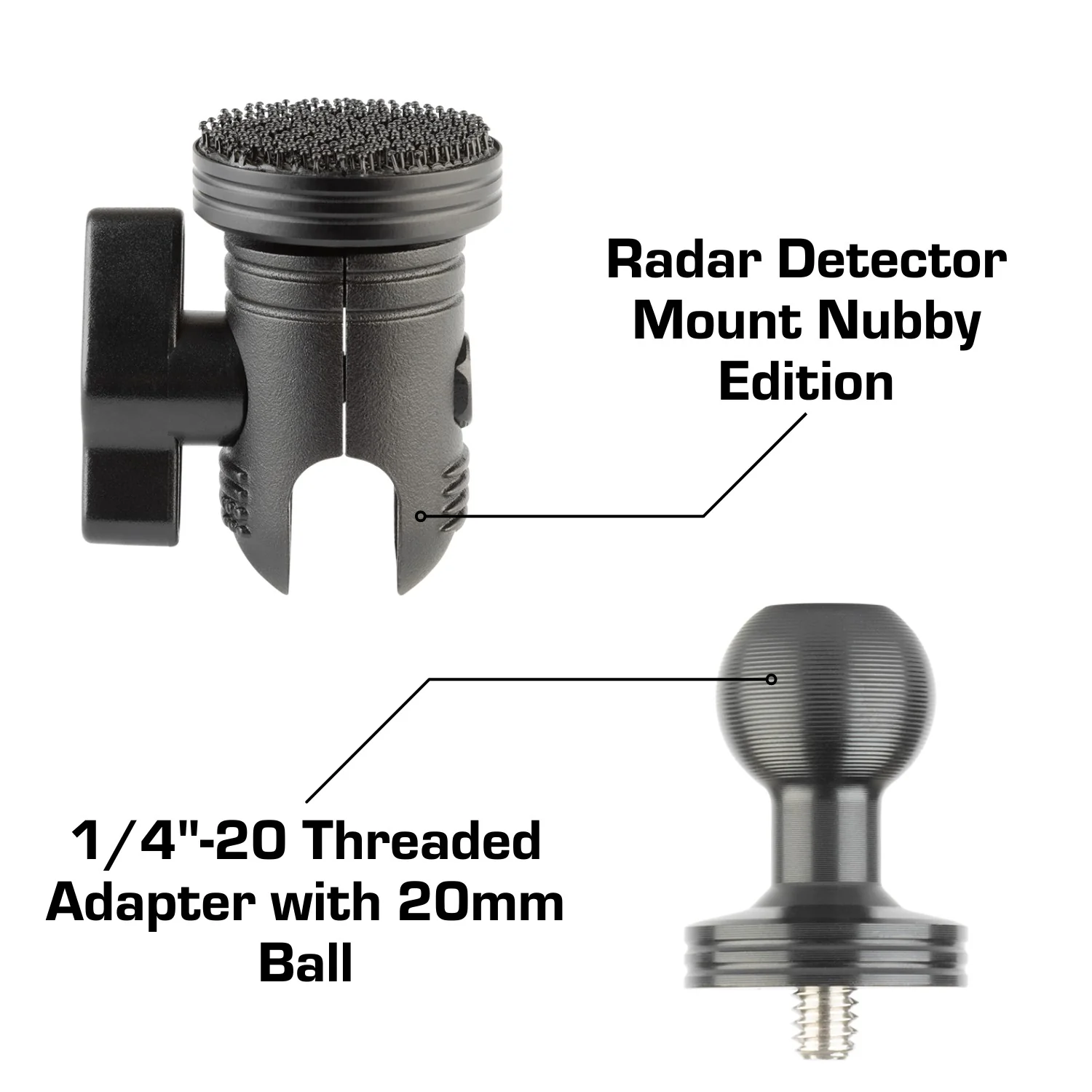 Radar Detector Mount + 1/4"-20 Threaded Adapter with 20mm Ball Bundle - Image 3