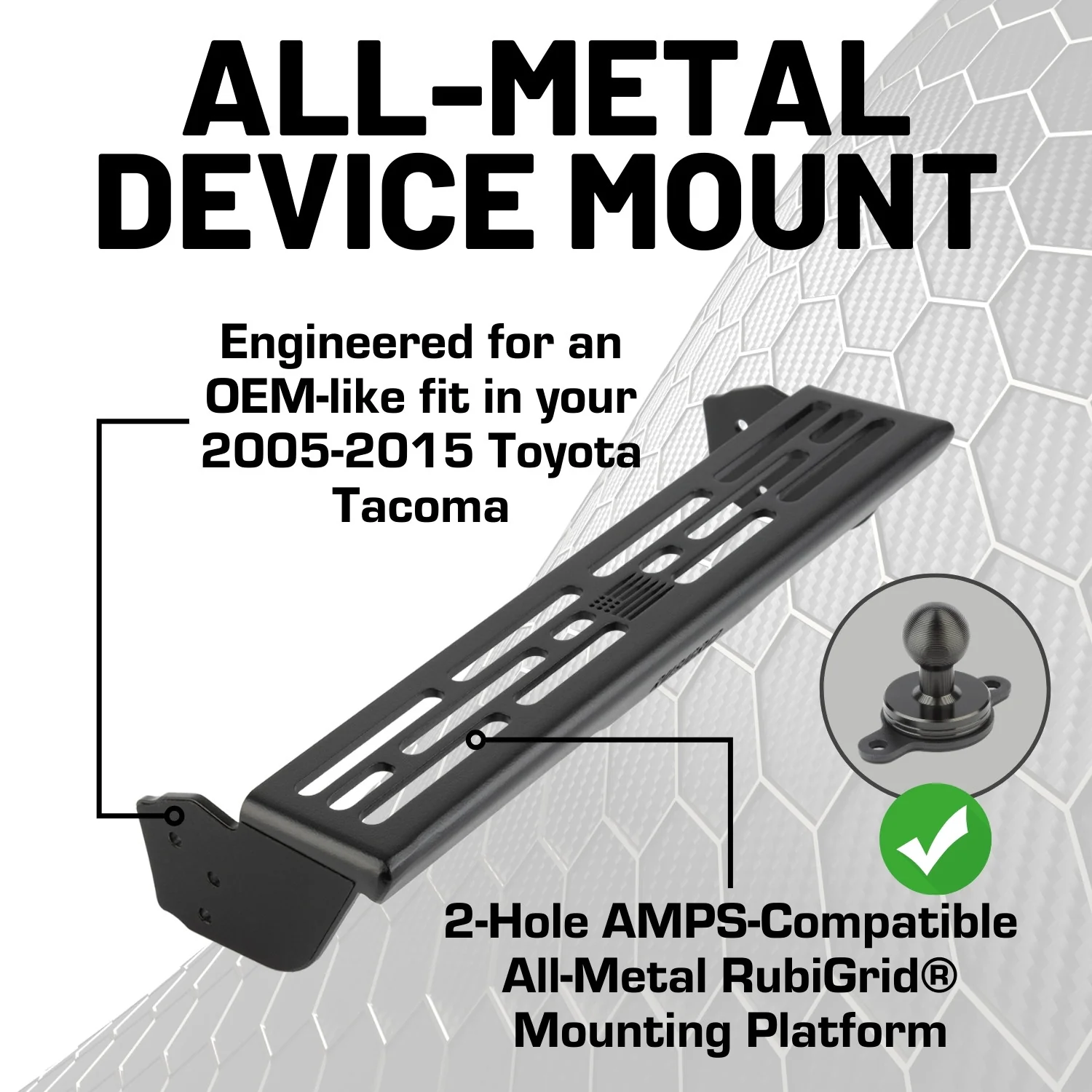 RubiGrid® 2005-2015 Toyota Tacoma Center Stack Device Mount + Phone Holder - Image 8