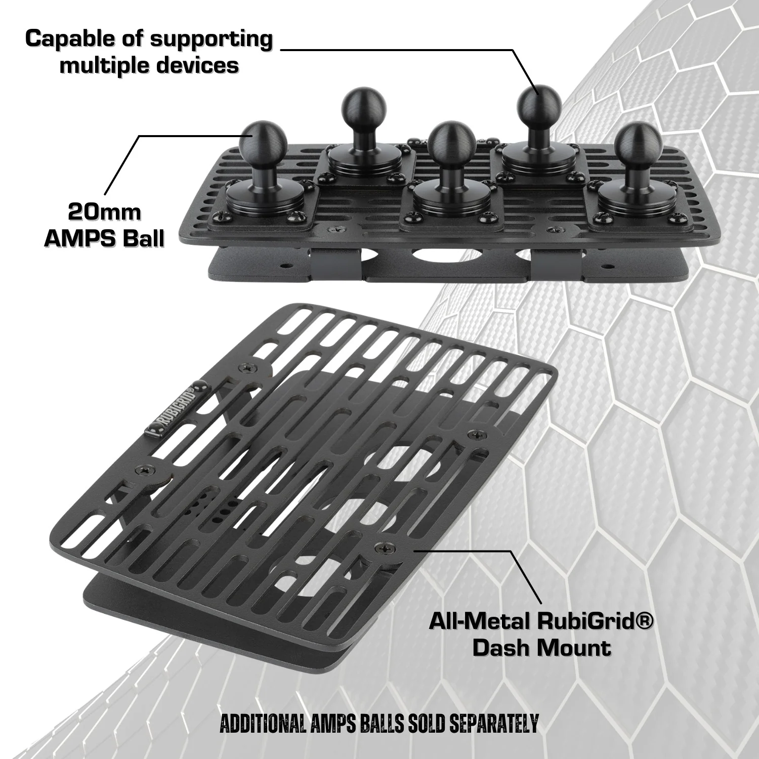 RubiGrid® 2019-2023 Ford Ranger Phone Holder Multi-Device Dash Mount - Image 5