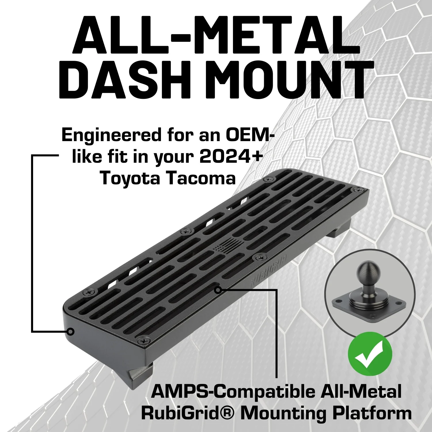 RubiGrid® 2024+ Toyota Tacoma Dash Mount Phone + Device Holder - Image 3