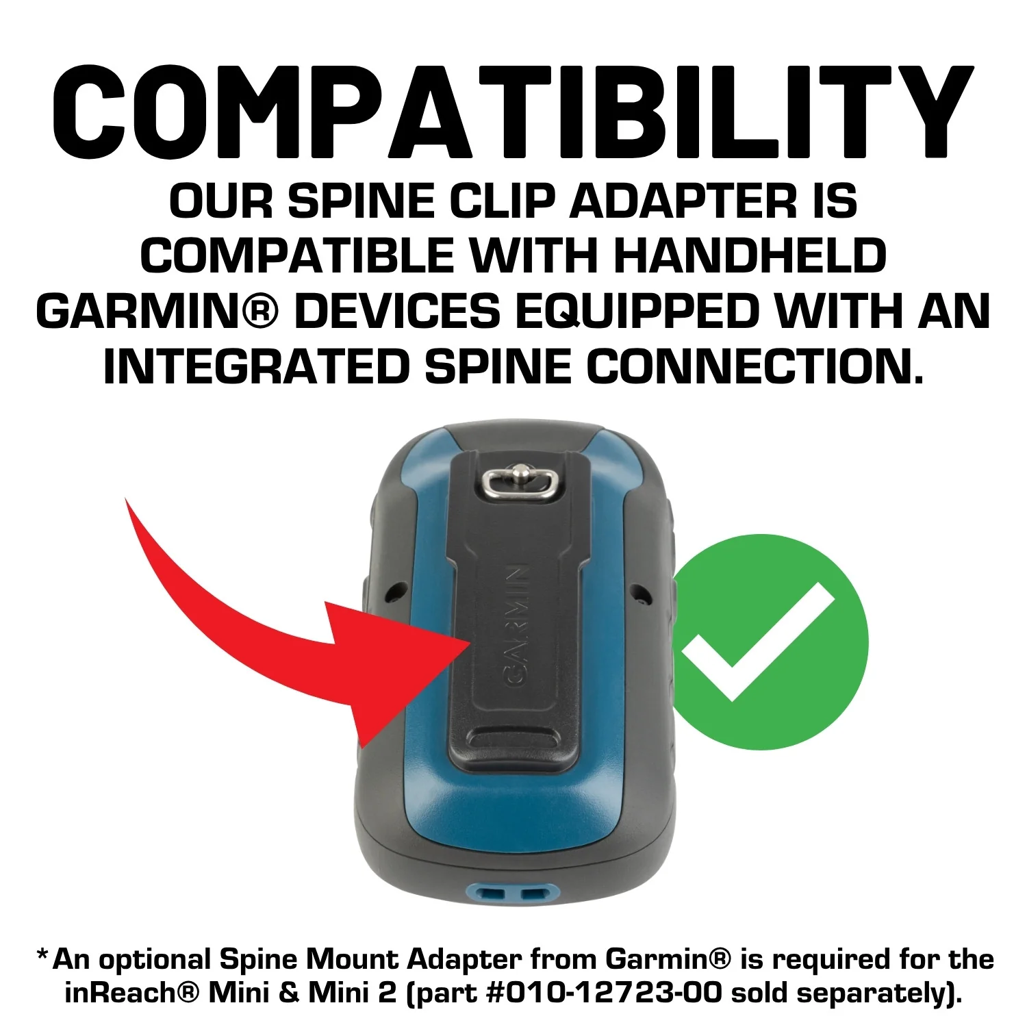 Spine Clip Adapter with B Size 1-inch Ball Mount Compatible with Garmin Handheld Devices - Image 3