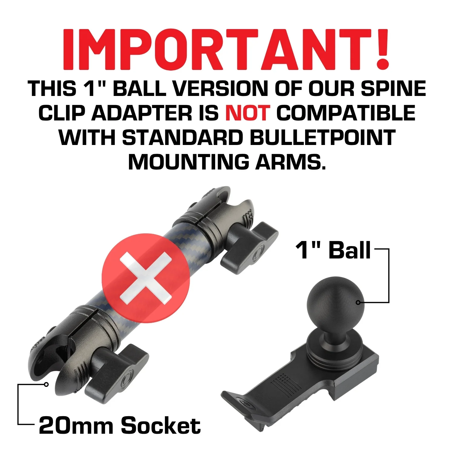 Spine Clip Adapter with B Size 1-inch Ball Mount Compatible with Garmin Handheld Devices - Image 5