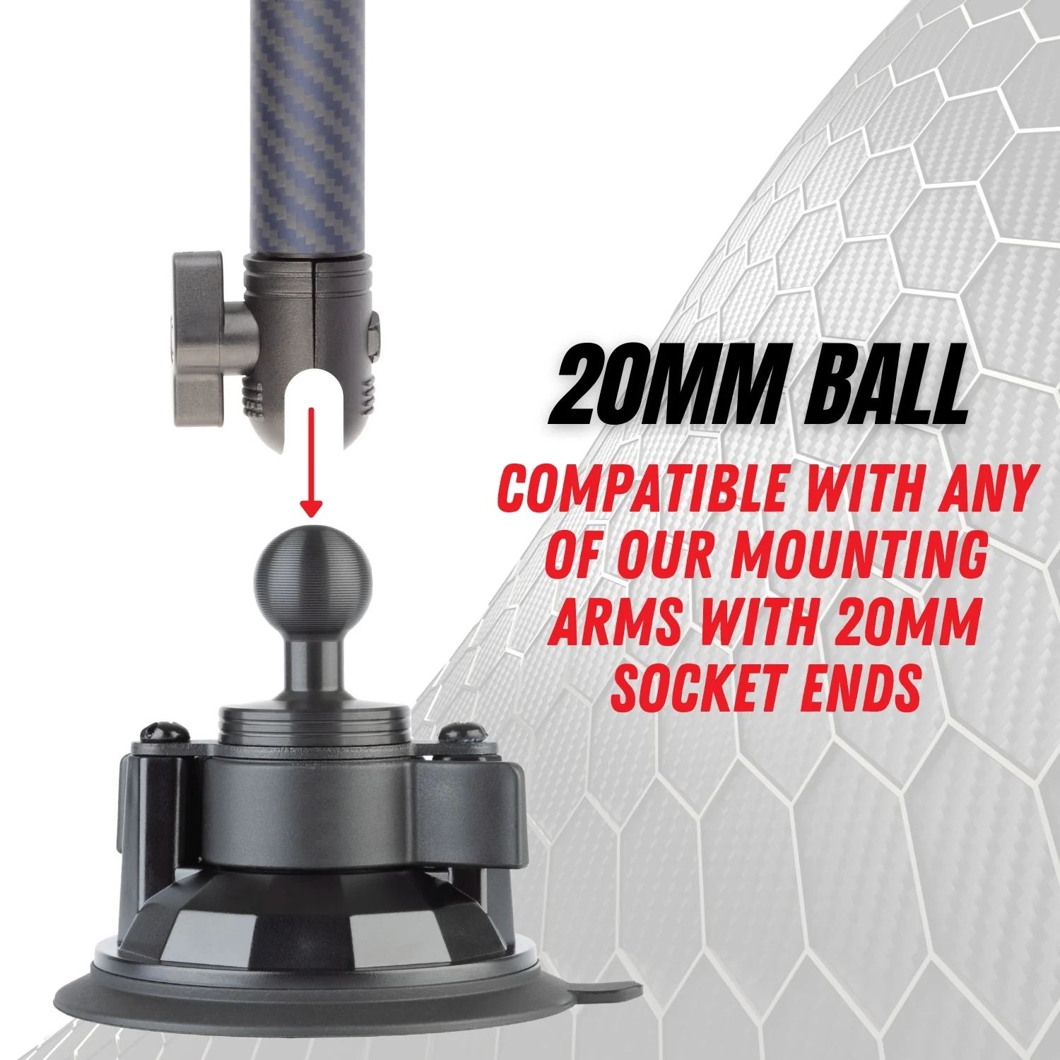 Suction Cup Mount 3.4" Diameter with Integrated 20mm Mounting Ball - Image 4