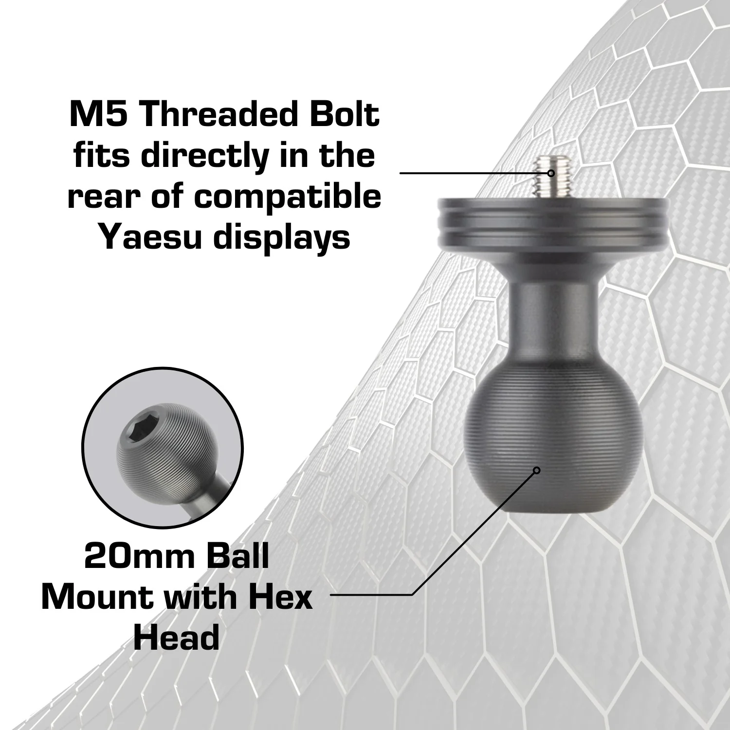 Yaesu Compatible Aluminum Display Adapter with Integrated 20mm Ball Mount - Image 4